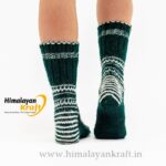 Hand Knitted Socks HimalayanKraft Green Deep Design-1-3