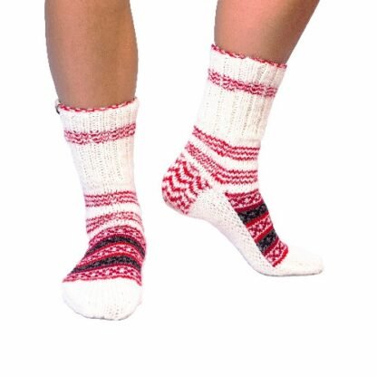 Authentic Hand Knitted Ankle Kullu Himalaya Socks Unisex White Color