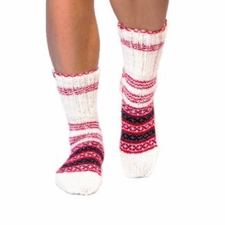 Authentic Hand Knitted Ankle Kullu Himalaya Socks Unisex White Color
